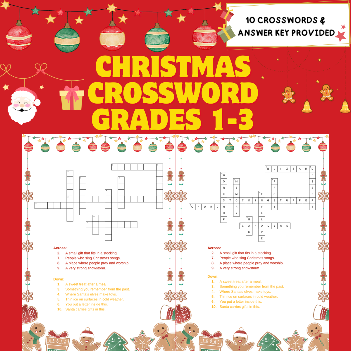 An educational teaching resource from Cutie worksheets986 entitled Christmas Crossword Puzzle | Grades 1–3 ESL downloadable at Teach Simple.