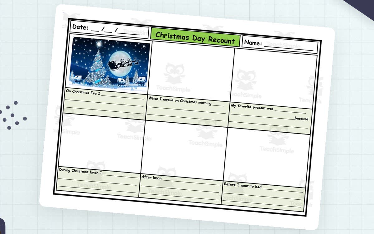 An educational teaching resource from Elementary Resources 4 U entitled Christmas Day Storyboard downloadable at Teach Simple.