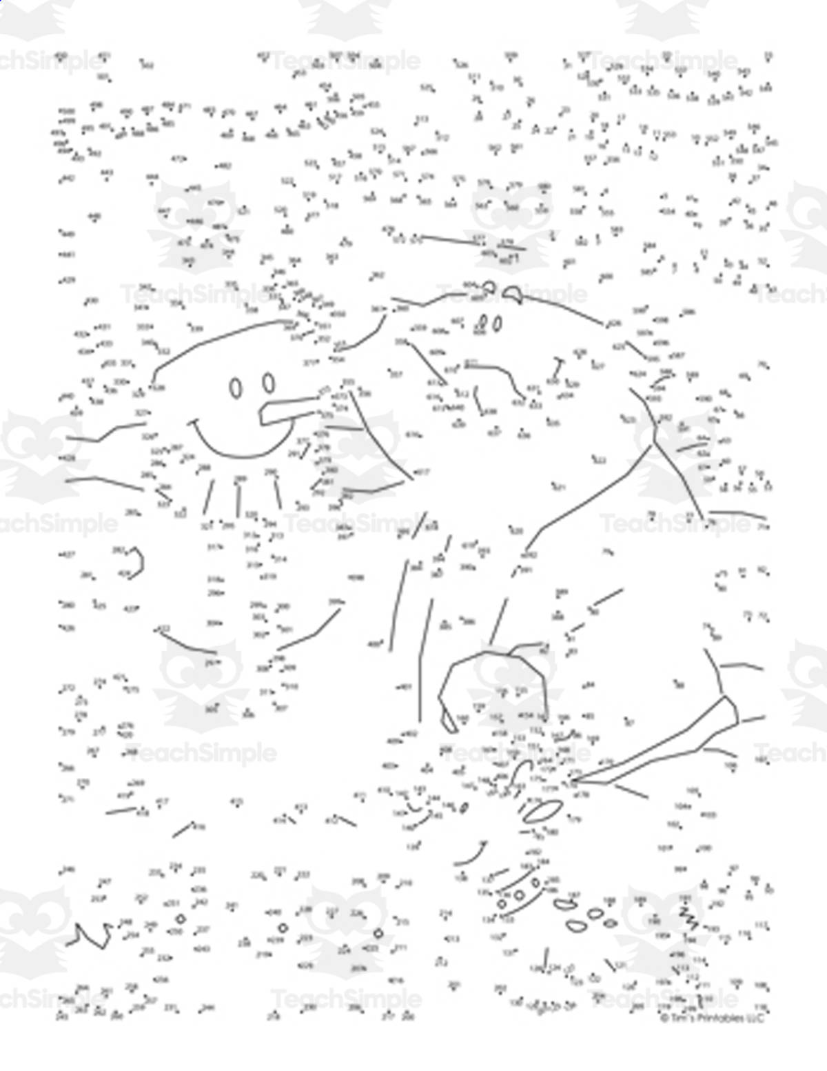 An educational teaching resource from Tim's Printables entitled Christmas Dot-to-Dot: Santa Claus Building a Snowman downloadable at Teach Simple.