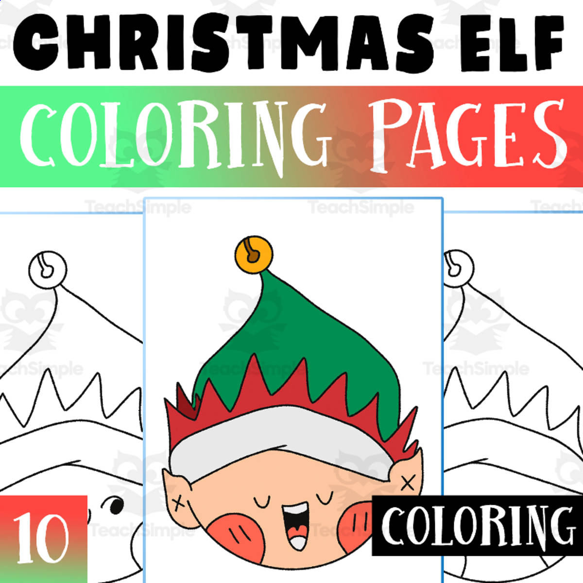 An educational teaching resource from Lapiiin Art Activities entitled Christmas Elf Coloring Pages Worksheet Activity for Morning Work downloadable at Teach Simple.