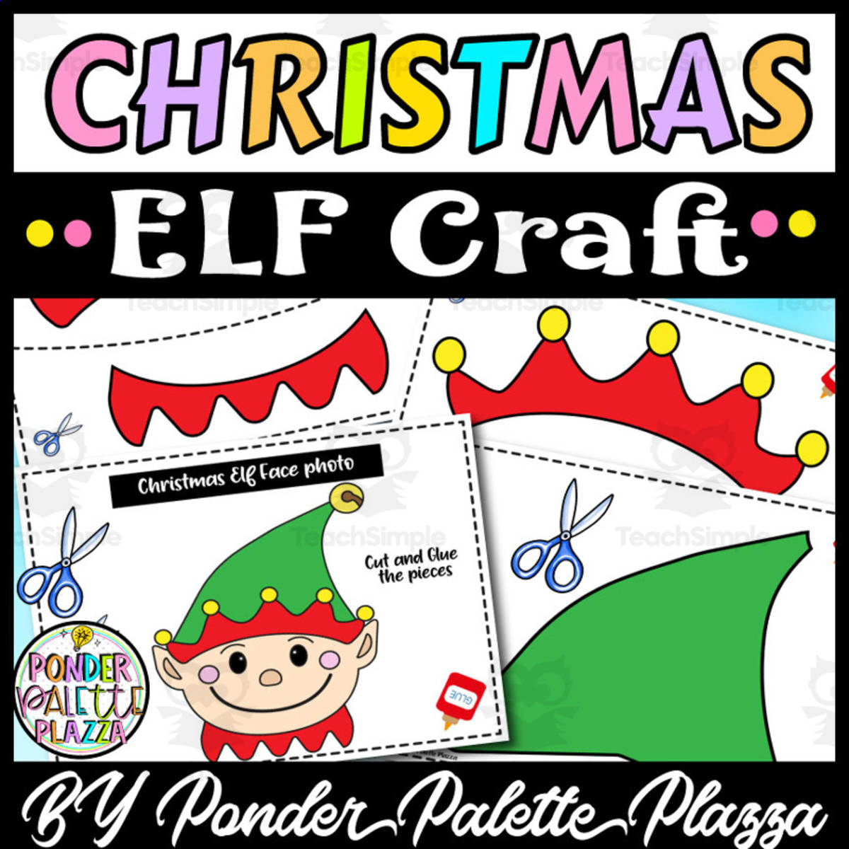 An educational teaching resource from Ponder Palette Plazza entitled Christmas Elf Craft downloadable at Teach Simple.