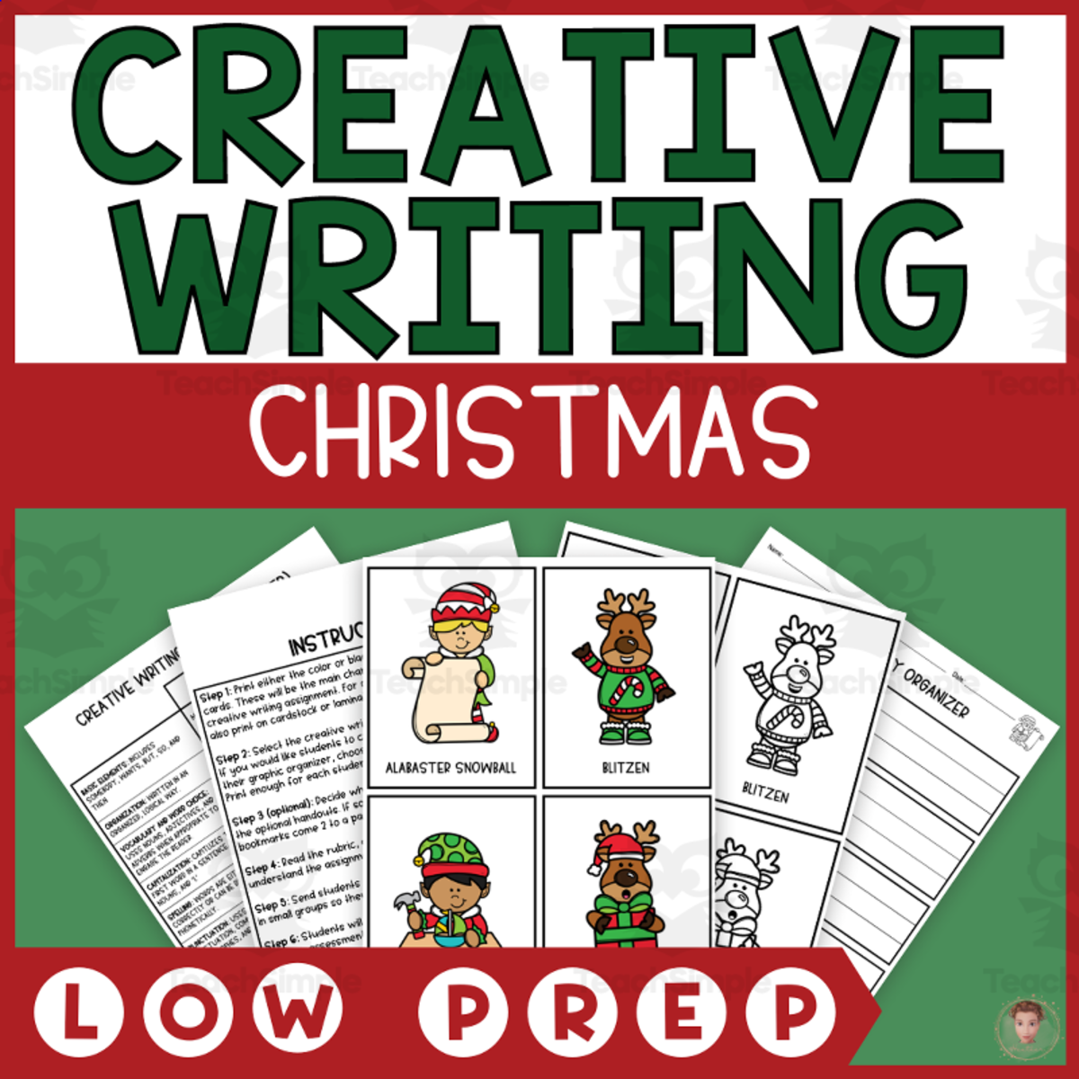 An educational teaching resource from Heather Huhman entitled Christmas Endless Creative Writing Prompts downloadable at Teach Simple.