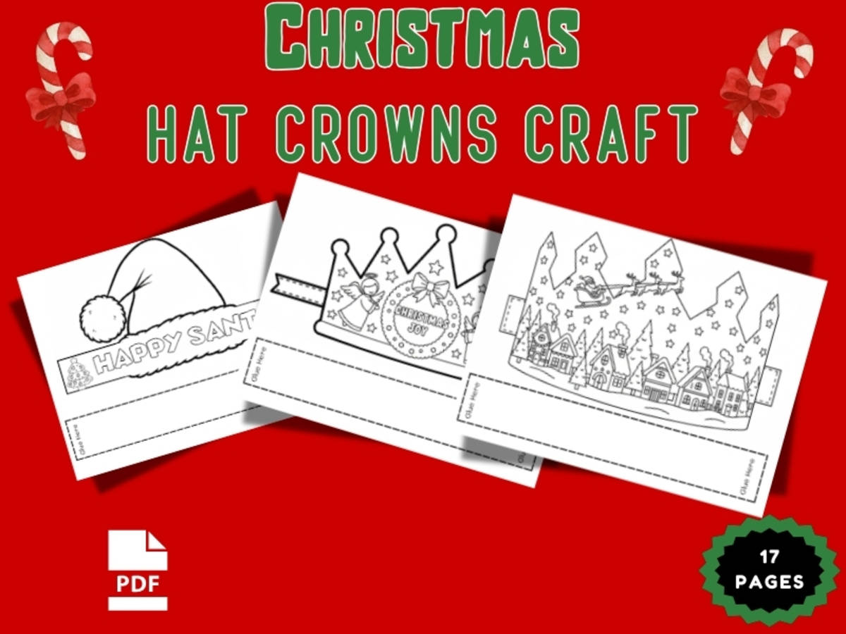 An educational teaching resource from Bright Education entitled Christmas Hat Crowns Craft - Handband Coloring Sheets downloadable at Teach Simple.