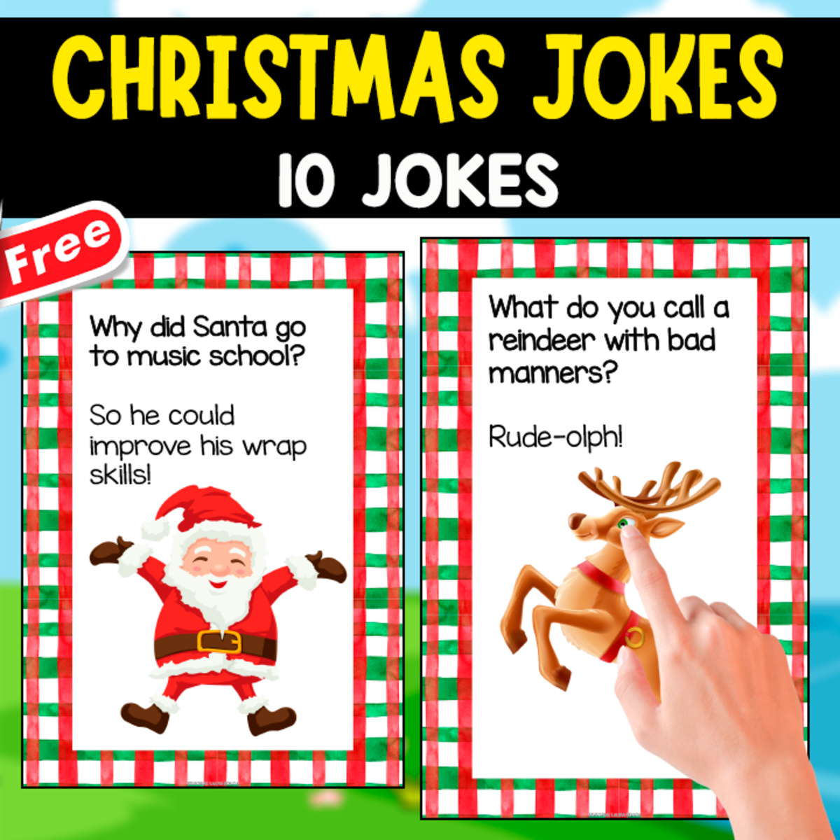 An educational teaching resource from EDITORIAL LAURA EDUCA entitled CHRISTMAS JOKES | 10 FLASHCARDS downloadable at Teach Simple.