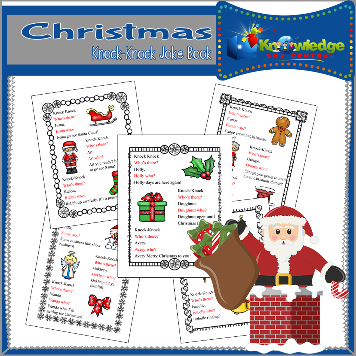 An educational teaching resource from Knowledge Box Central entitled Christmas Knock-Knock Jokes - EBOOK downloadable at Teach Simple.