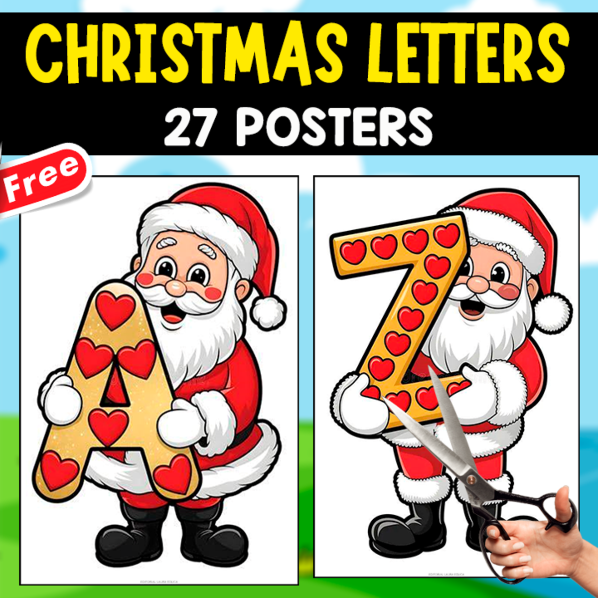 An educational teaching resource from EDITORIAL LAURA EDUCA entitled CHRISTMAS LETTERS | 27 FREE POSTERS downloadable at Teach Simple.