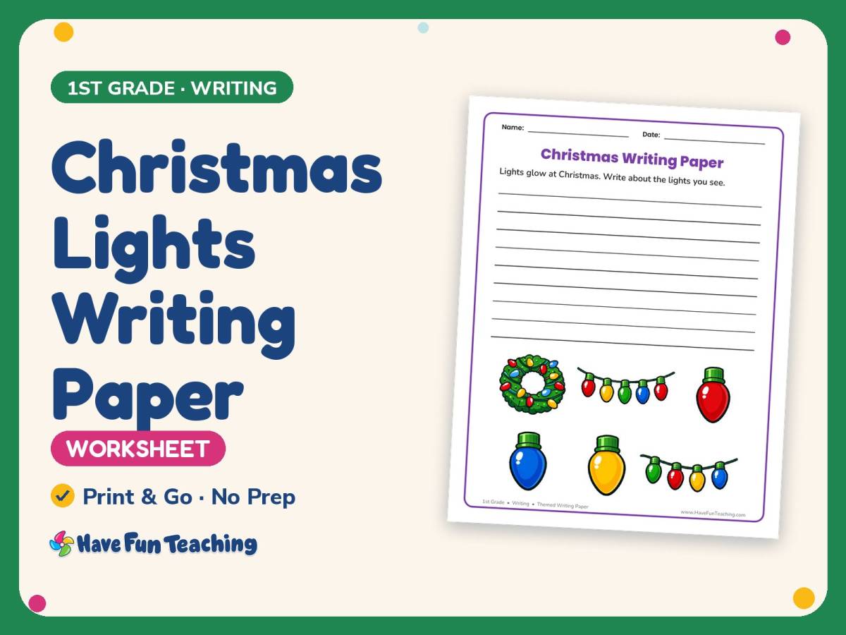 Christmas Lights Writing Paper – 1st Grade Themed Writing Paper preview