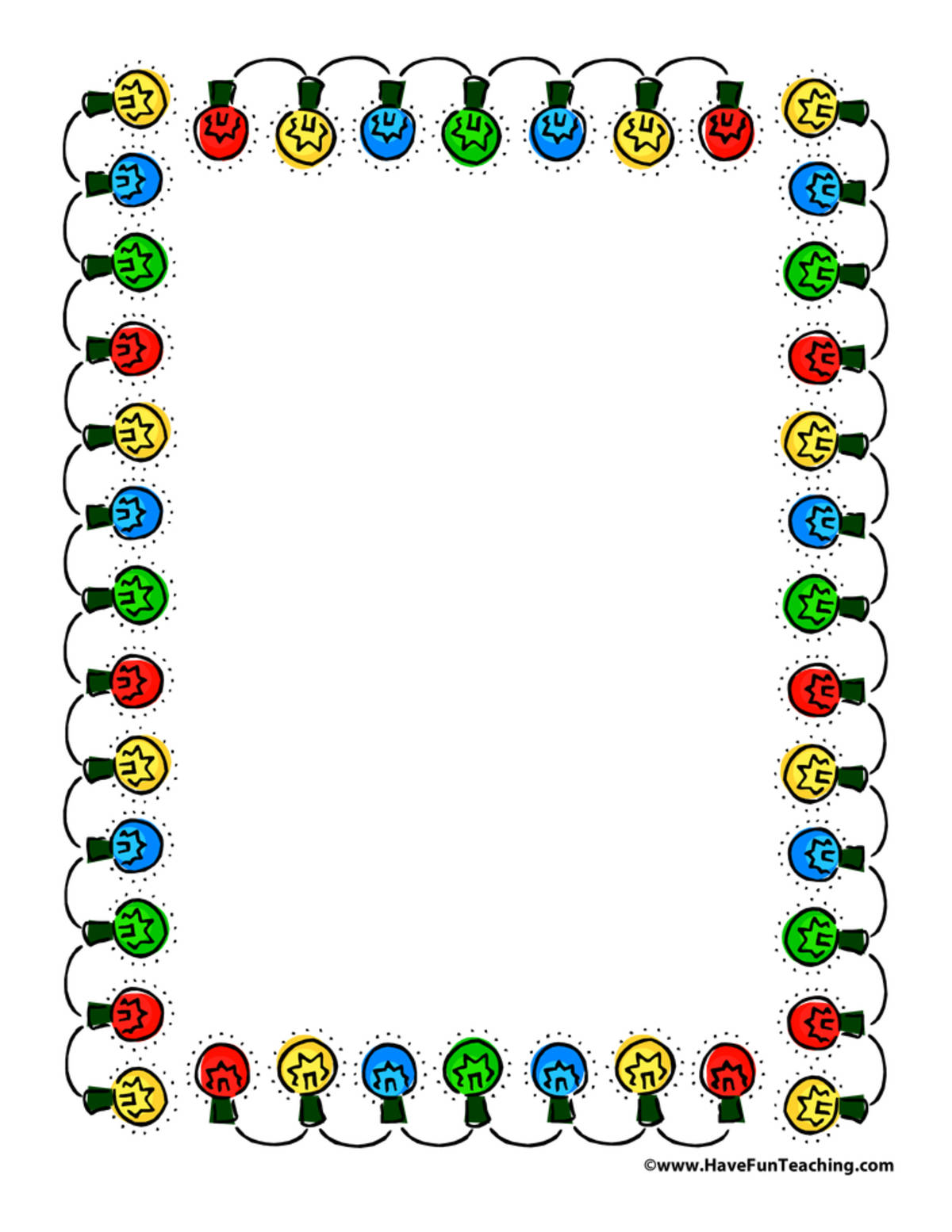 An educational teaching resource from Have Fun Teaching entitled Christmas Lights Writing Paper downloadable at Teach Simple.