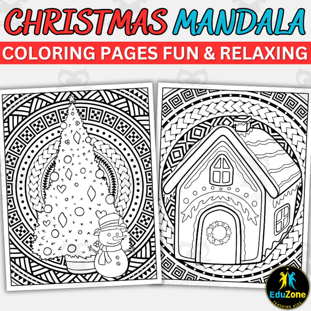 An educational teaching resource from Style Your Classroom entitled Christmas Mandala Coloring Pages: Relaxing & Printable - Fun for All downloadable at Teach Simple.