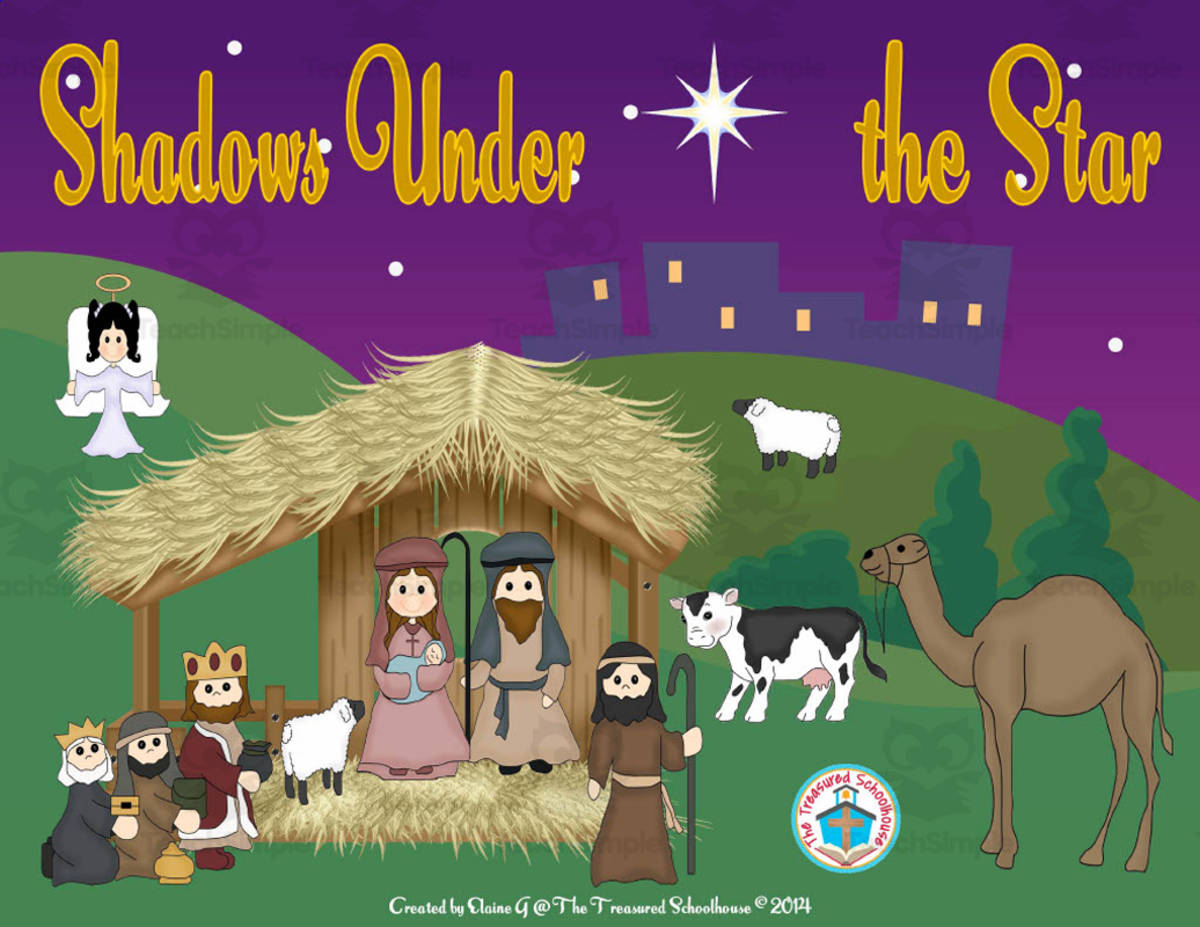 An educational teaching resource from The Treasured Schoolhouse entitled Christmas Nativity Shadow Match Game downloadable at Teach Simple.