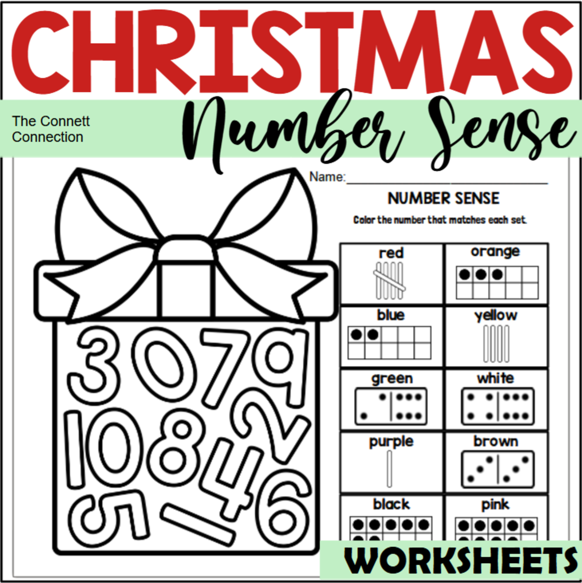 An educational teaching resource from The Connett Connection entitled Christmas Number Sense Seek and Find Worksheets downloadable at Teach Simple.