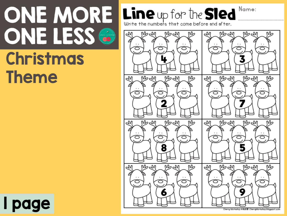 An educational teaching resource from Cherry Workshop entitled Christmas One More One Less downloadable at Teach Simple.