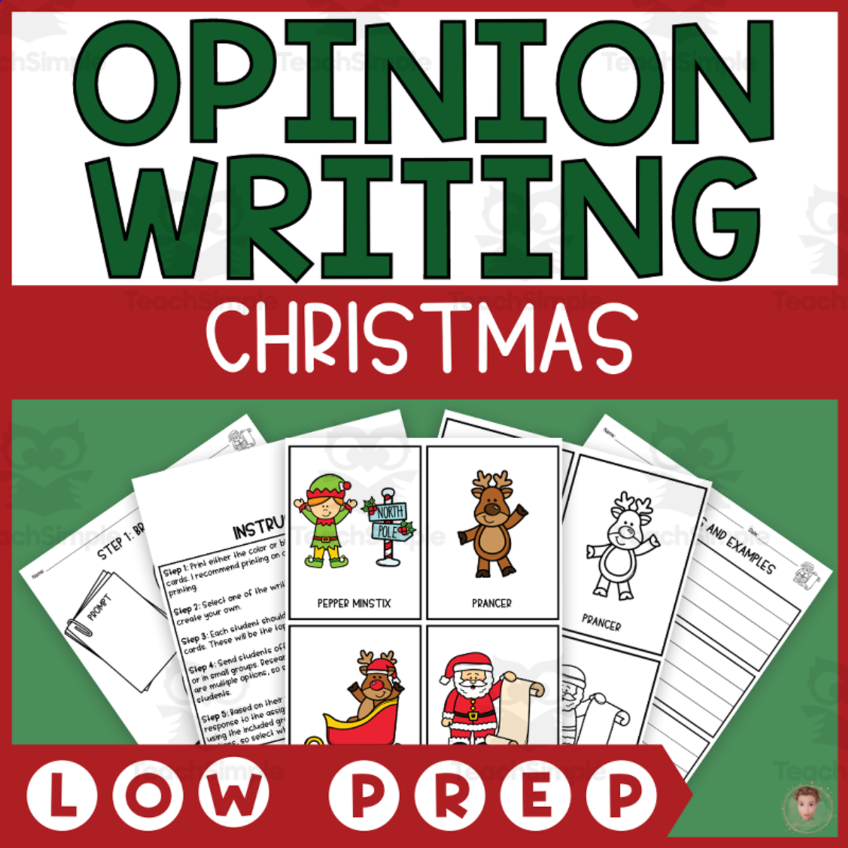 An educational teaching resource from Heather Huhman entitled Christmas Opinion Writing Step-by-Step (Winter Holiday Would You Rather) downloadable at Teach Simple.