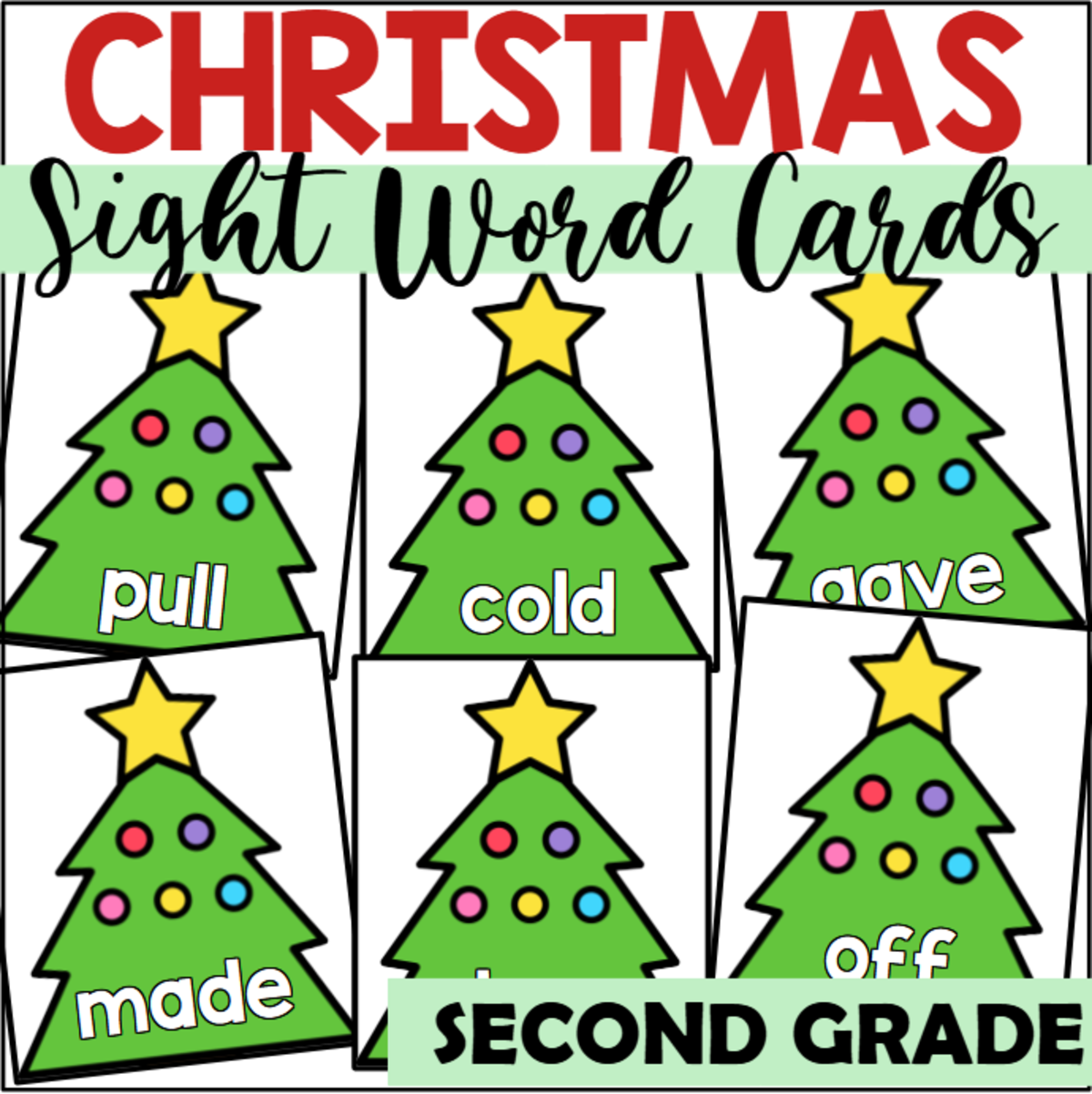 An educational teaching resource from The Connett Connection entitled Christmas Sight Word Cards for Second Grade downloadable at Teach Simple.