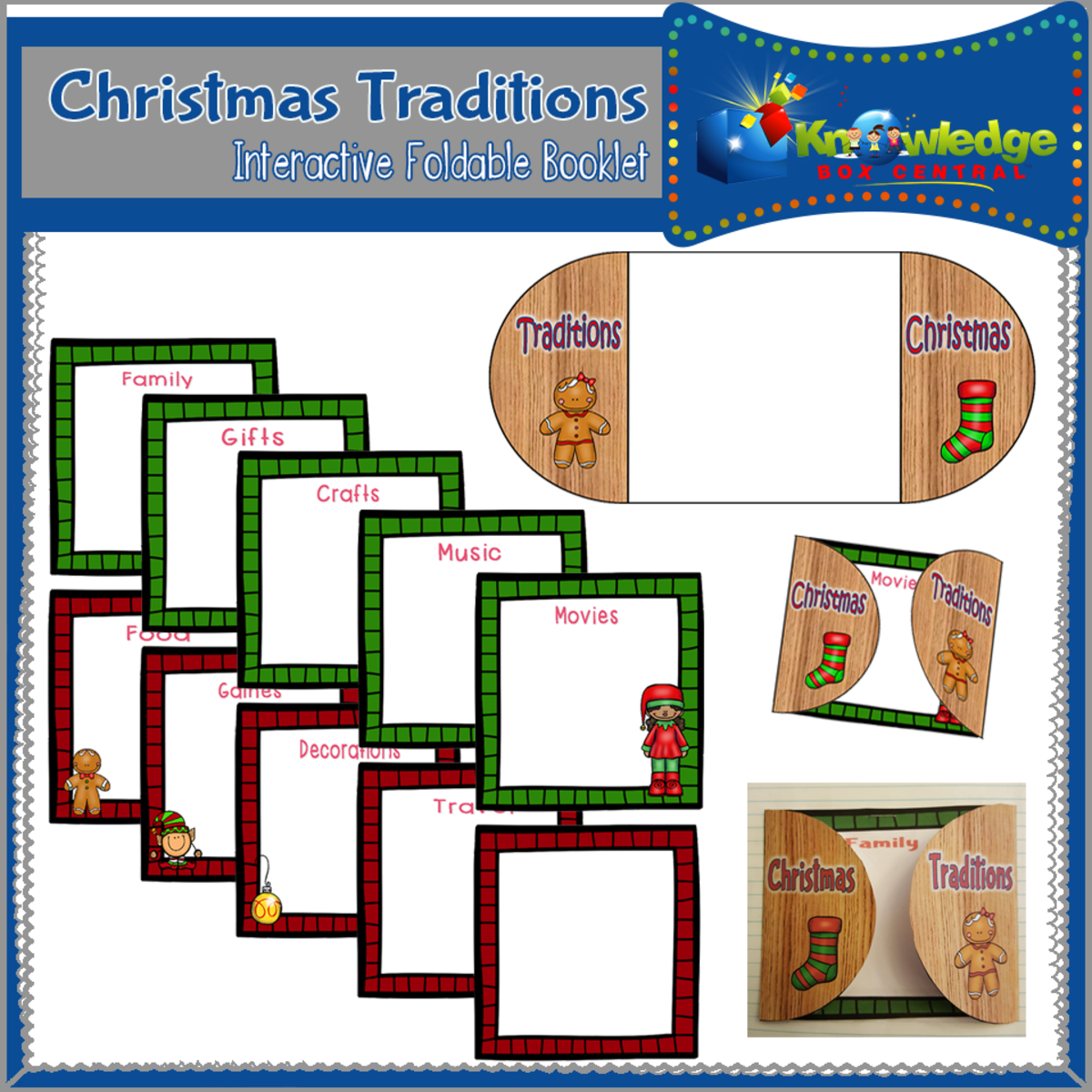 An educational teaching resource from Knowledge Box Central entitled Christmas Traditions Interactive Foldable Booklet – EBOOK downloadable at Teach Simple.