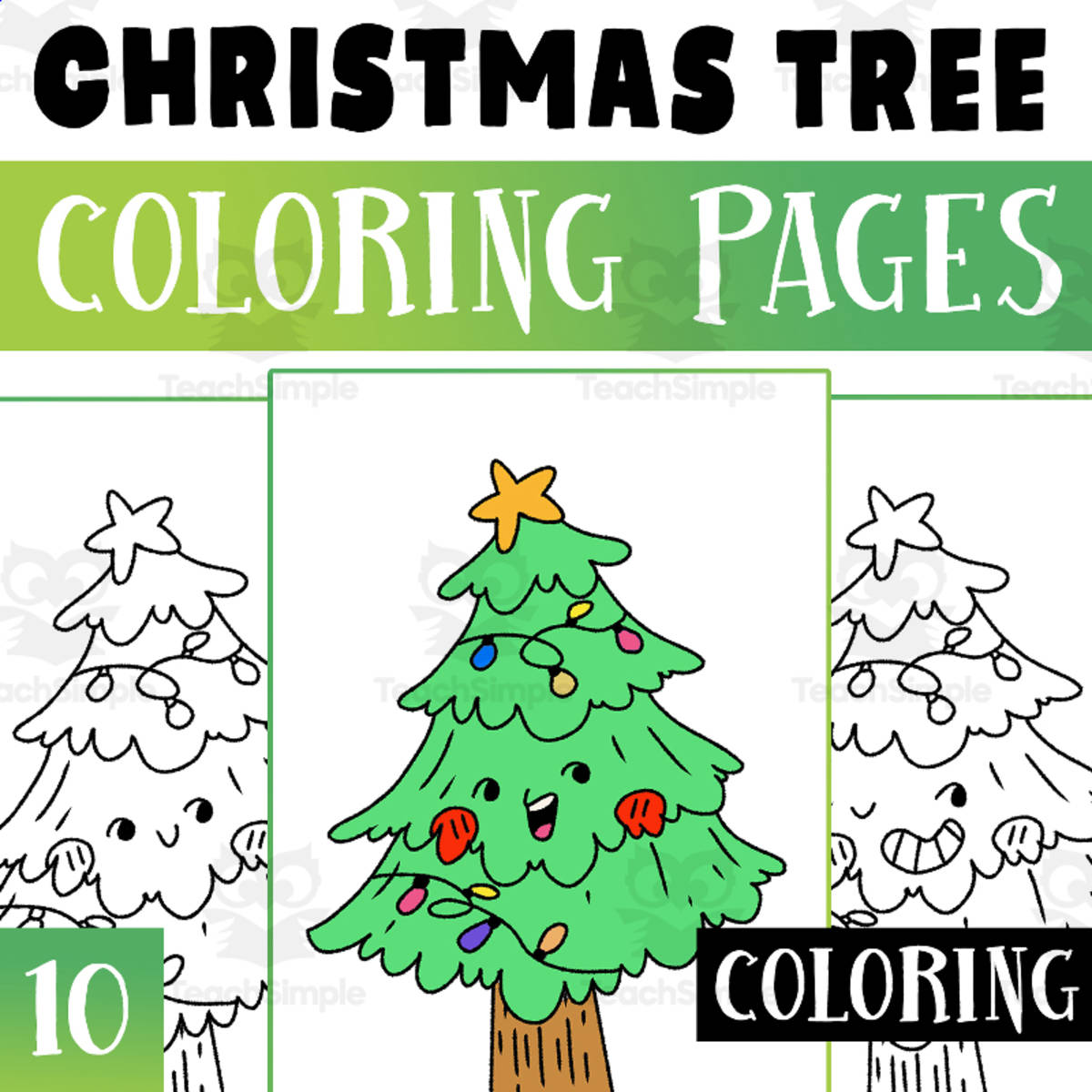 An educational teaching resource from Lapiiin Art Activities entitled Christmas Tree Coloring Pages Worksheet Activity for Morning Work downloadable at Teach Simple.