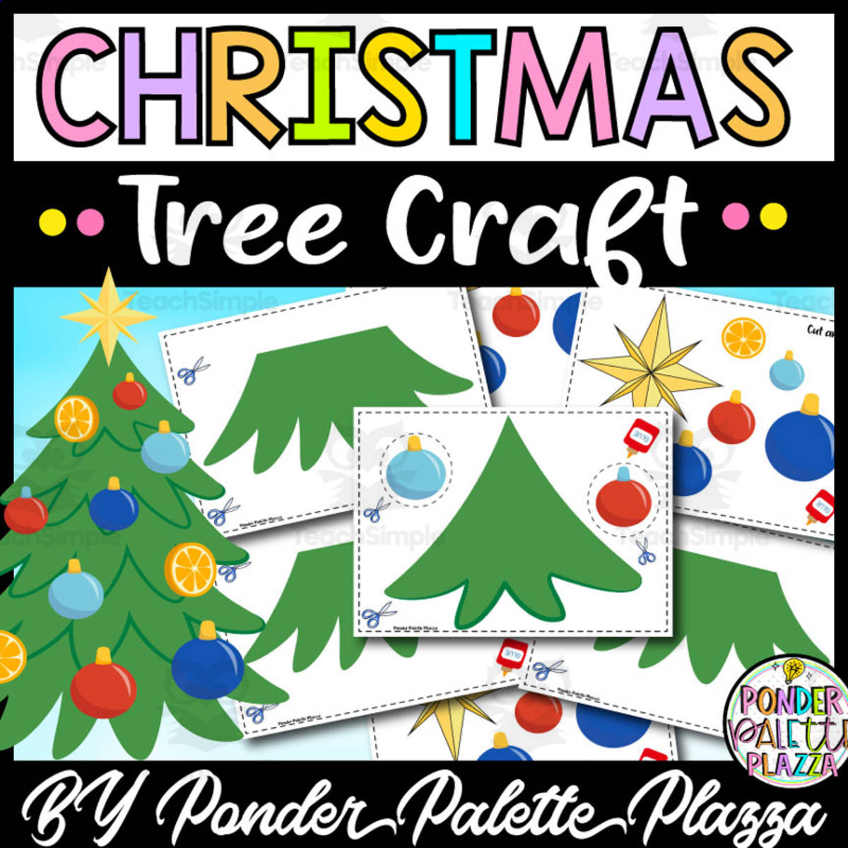 An educational teaching resource from Ponder Palette Plazza entitled Christmas Tree Craft - Christmas Activity downloadable at Teach Simple.