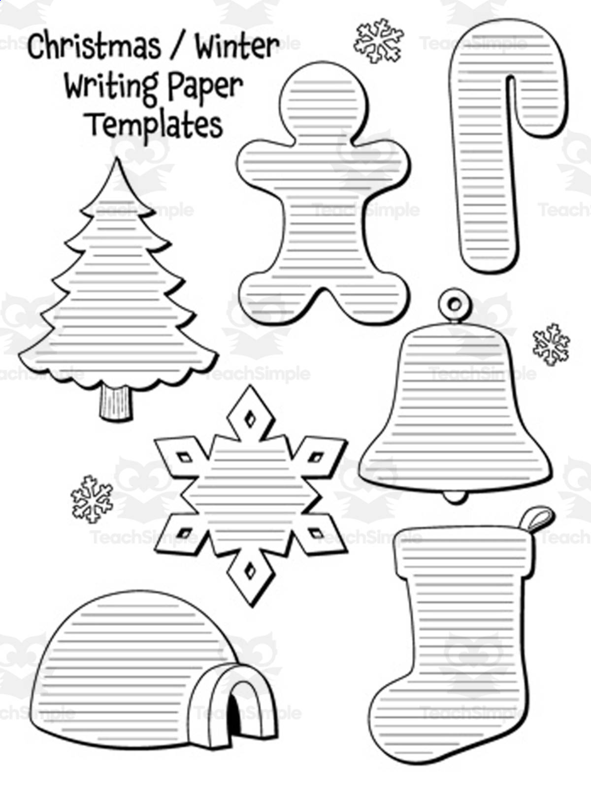 An educational teaching resource from Tim's Printables entitled Christmas / Winter Writing Paper Templates Packet downloadable at Teach Simple.