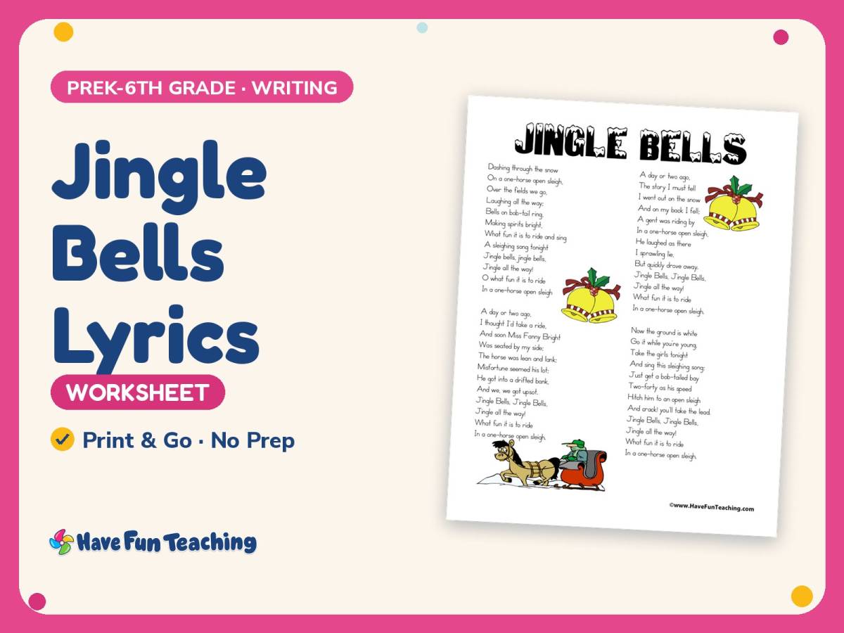 Christmas Worksheet: Jingle Bells Lyrics – PreK-6th Grade Poetry preview