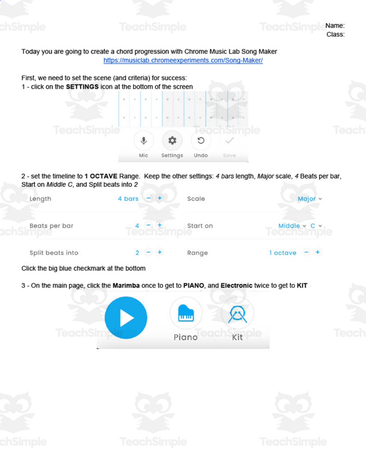 An educational teaching resource from Adam Brox Music Store entitled Chrome Music Lab 1-2: Chord Progressions #1 downloadable at Teach Simple.