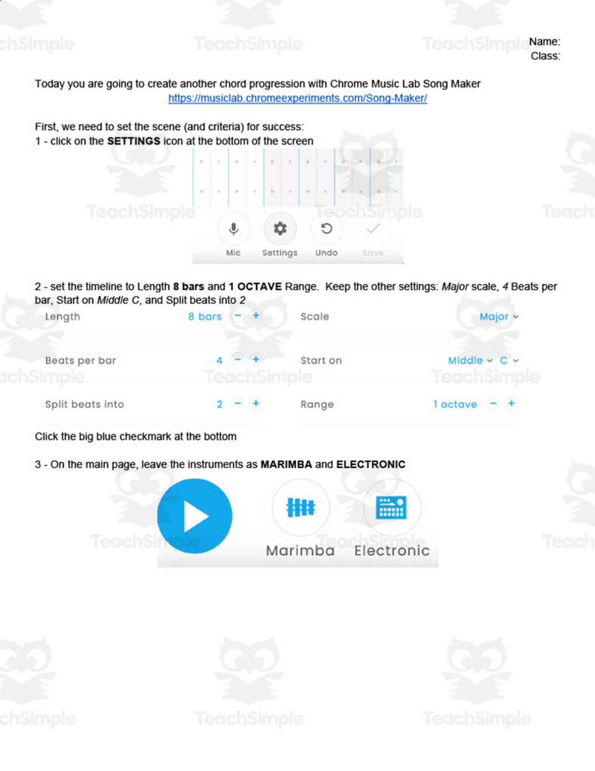 An educational teaching resource from Adam Brox Music Store entitled Chrome Music Lab 1-3: Chord Progressions #2 downloadable at Teach Simple.