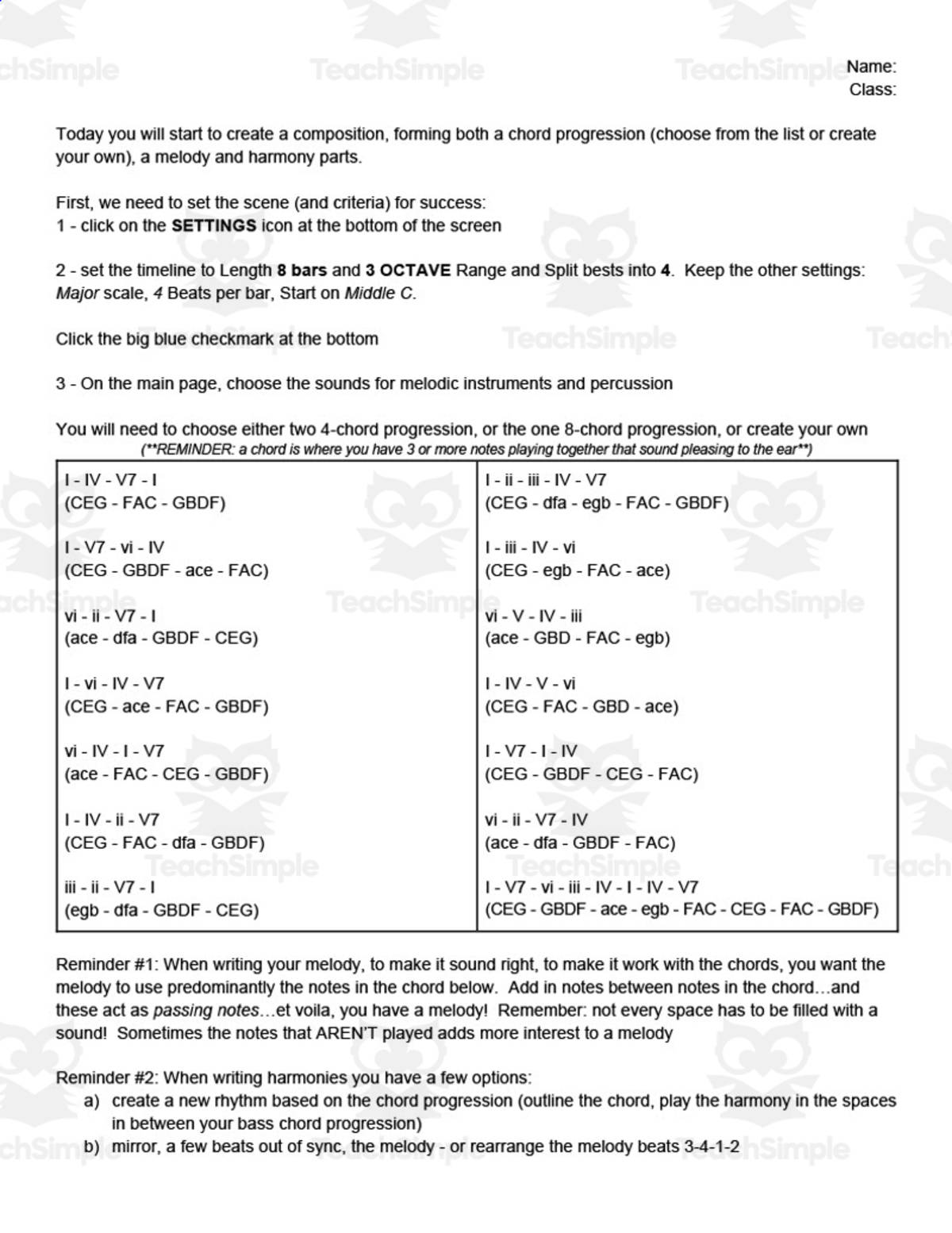 An educational teaching resource from Adam Brox Music Store entitled Chrome Music Lab 1-6: Culminating Task #1 - Major Scale Composition downloadable at Teach Simple.