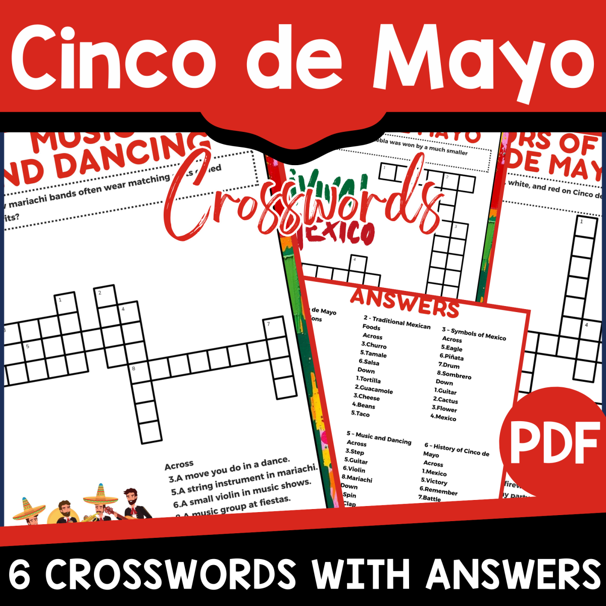An educational teaching resource from Cored Education entitled Cinco de Mayo Crosswords (PDF) downloadable at Teach Simple.