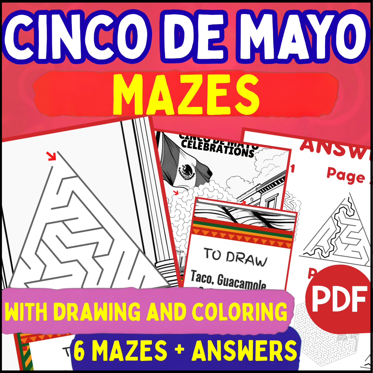 An educational teaching resource from Cored Education entitled Cinco de Mayo Mazes (PDF) downloadable at Teach Simple.