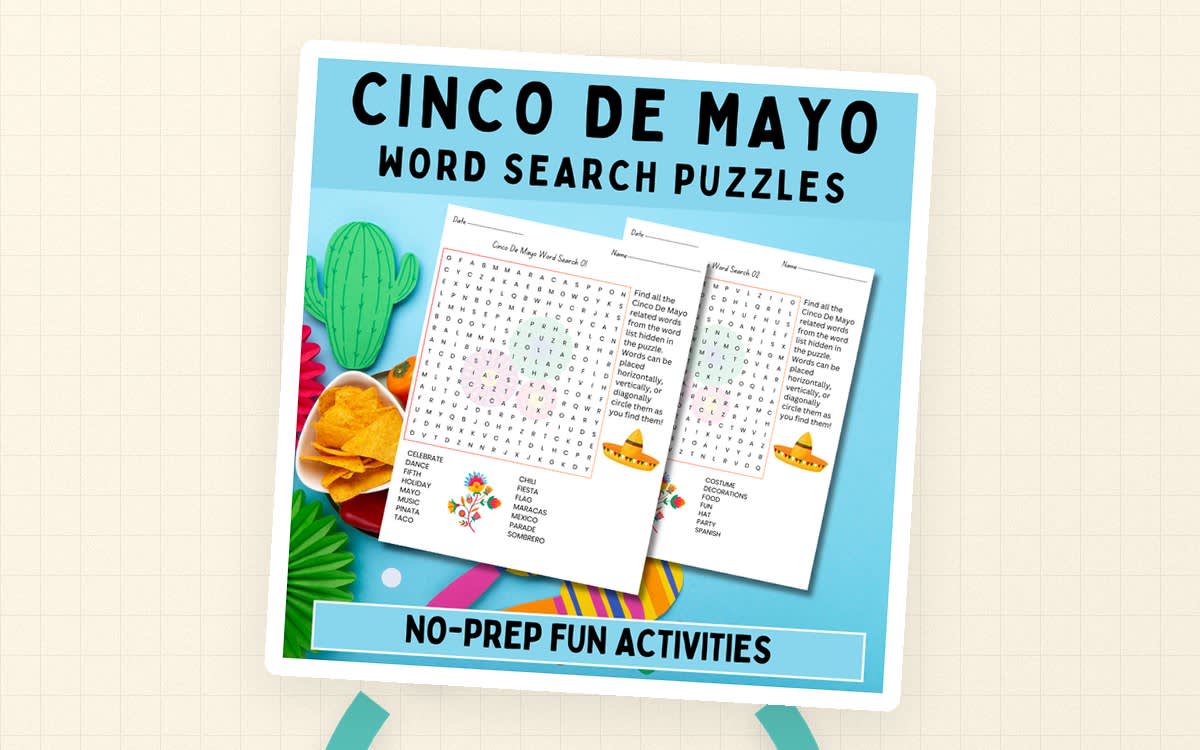 An educational teaching resource from Perfect_Printables entitled Cinco De Mayo Word Search Puzzle | No Prep Fun Holiday Activities! downloadable at Teach Simple.