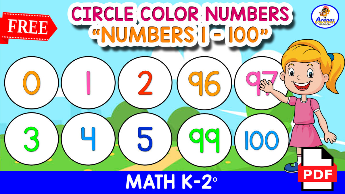 An educational teaching resource from EDITORIAL LAURA EDUCA entitled CIRCLE NUMBER COLORS - Numbers 1 to 100 downloadable at Teach Simple.