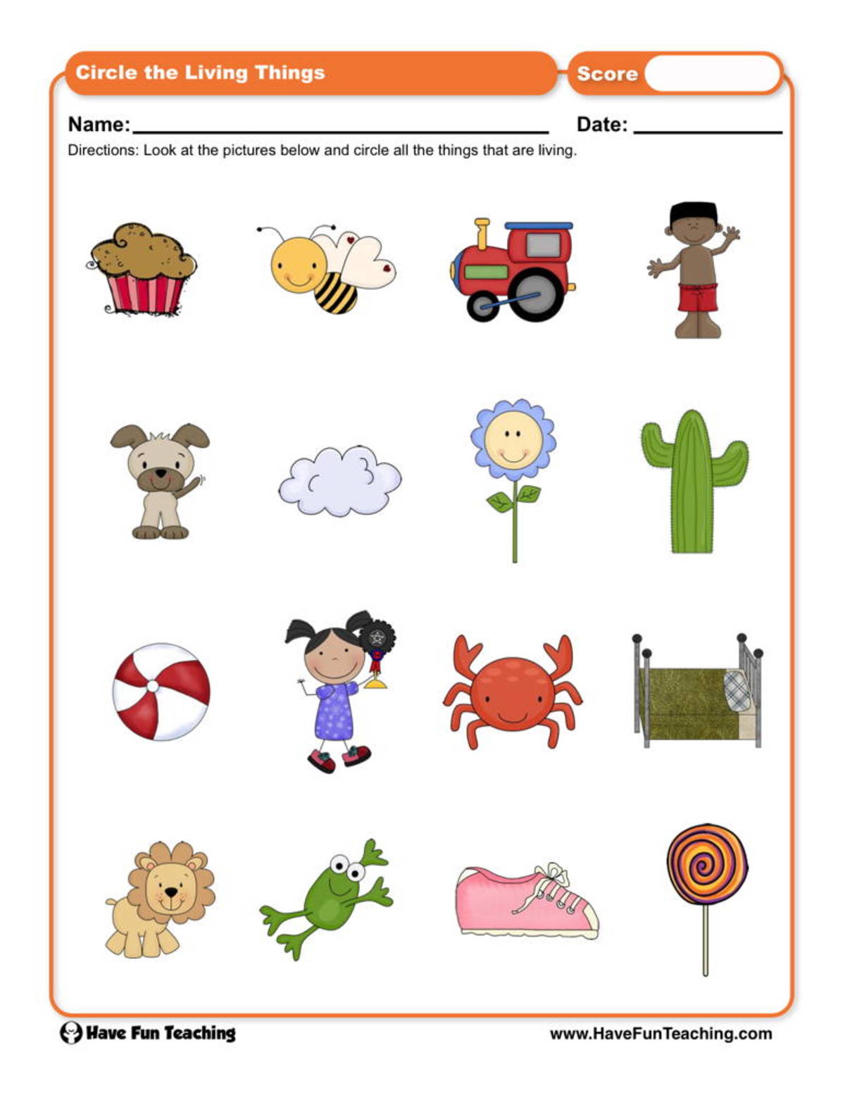 An educational teaching resource from Have Fun Teaching entitled Circle the Living Things Worksheet downloadable at Teach Simple.