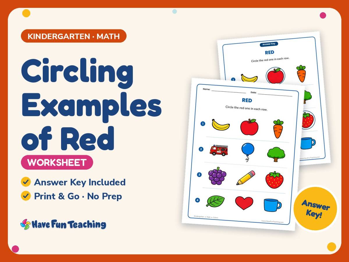 Circling Examples of Red Worksheet – Kindergarten Colors Practice preview