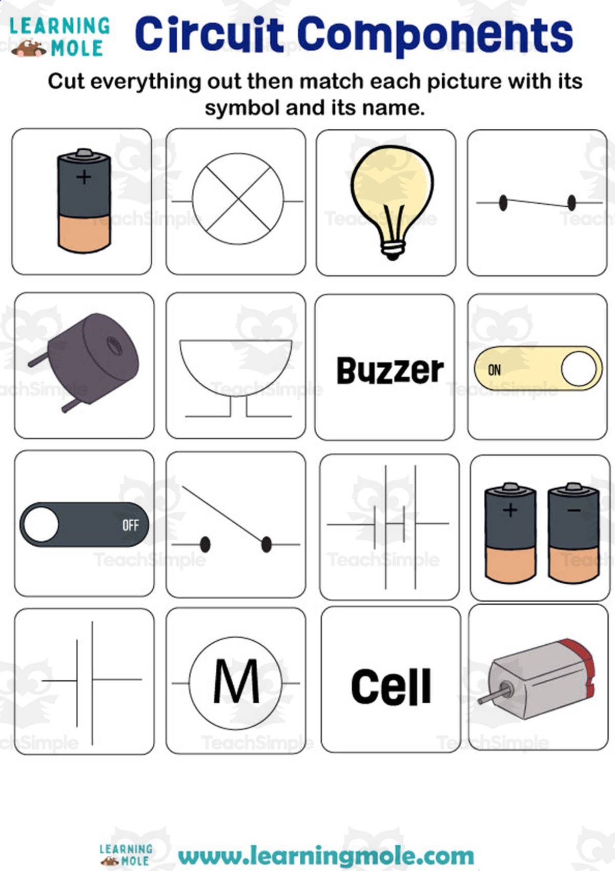 An educational teaching resource from Educational Voice entitled Circuit Components Activity downloadable at Teach Simple.