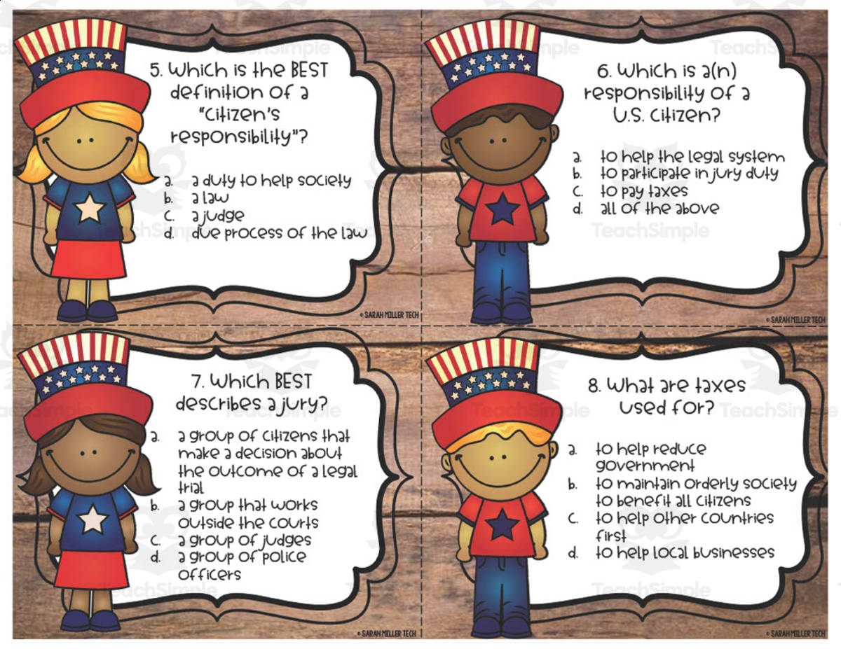 An educational teaching resource from Sarah Miller Tech entitled Citizens' Rights Task Cards downloadable at Teach Simple.