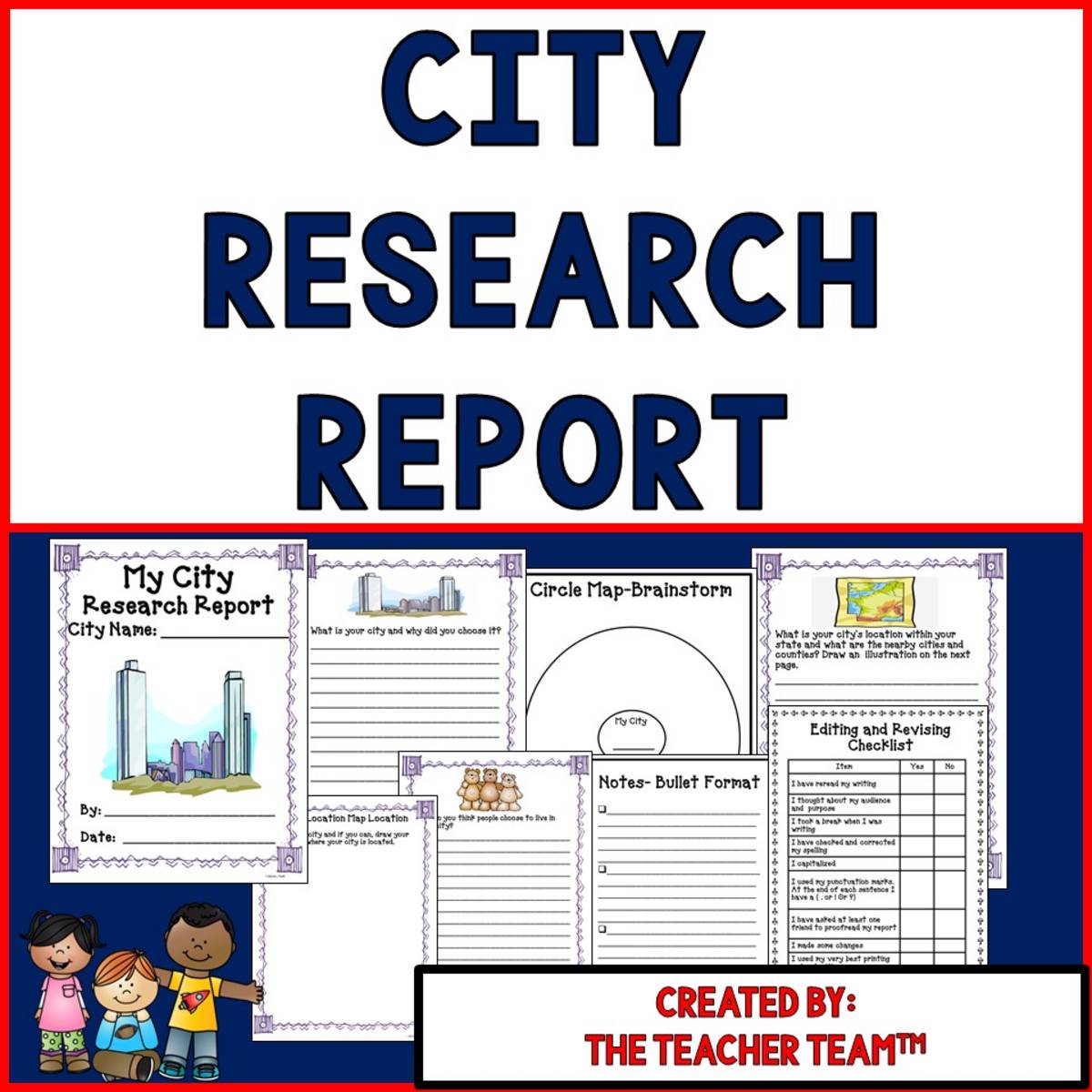 An educational teaching resource from The Teacher Team entitled City Research Report downloadable at Teach Simple.