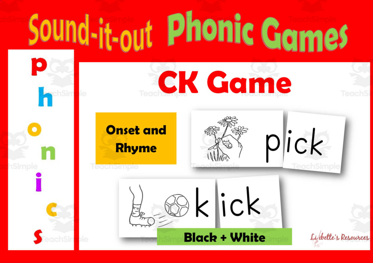 An educational teaching resource from Lilibette's Resources entitled CK Phonic Game Onset and Rhyme downloadable at Teach Simple.