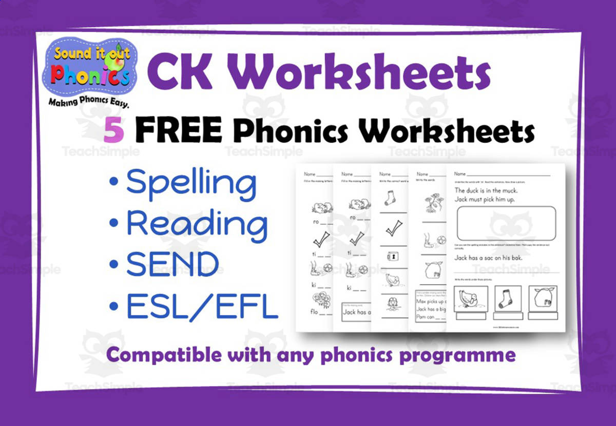 An educational teaching resource from Lilibette's Resources entitled CK Phonics Worksheets: 5 FREE! downloadable at Teach Simple.