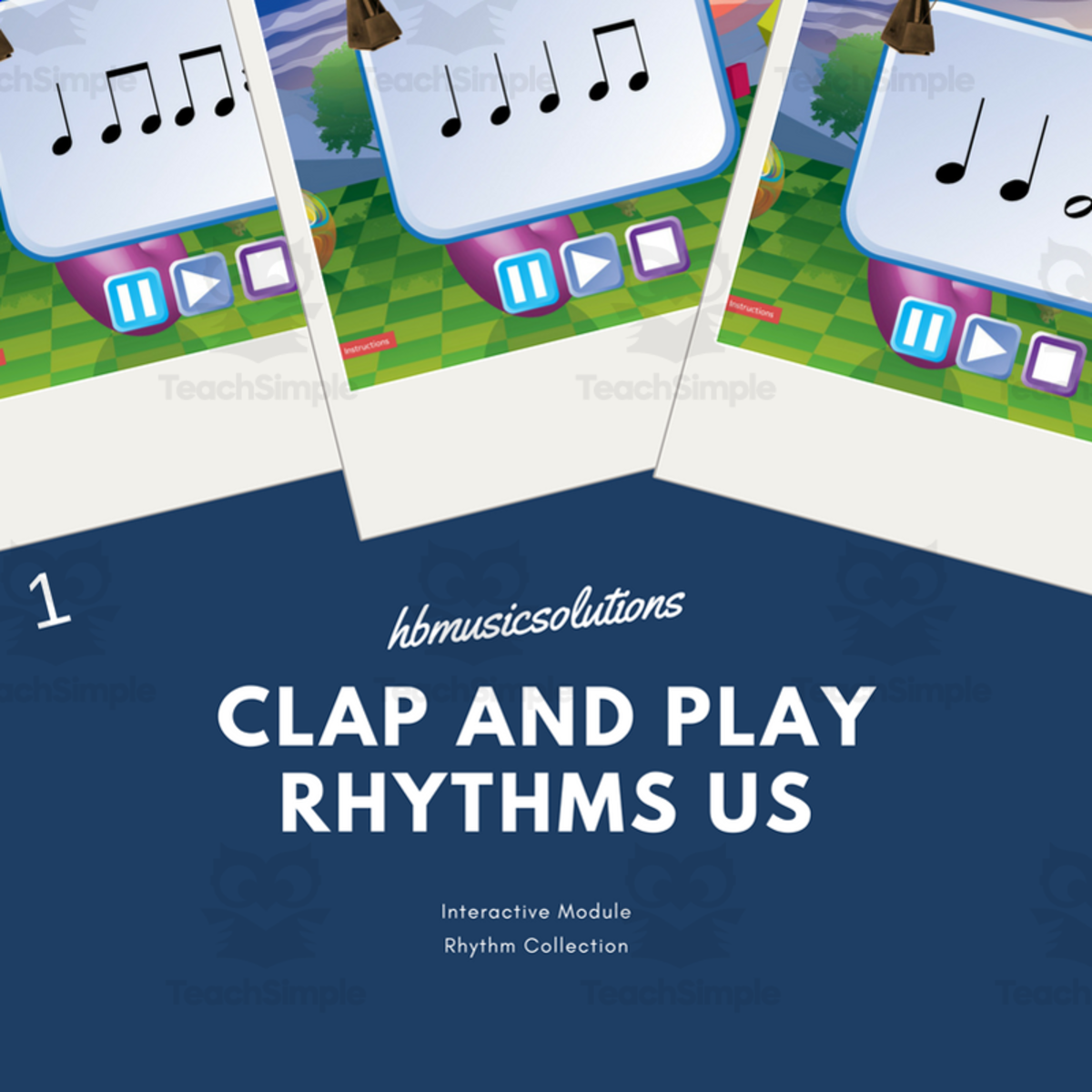 An educational teaching resource from Hbmusicsolutions's Shop entitled Clap and Play Rhythms 1 - US Version downloadable at Teach Simple.