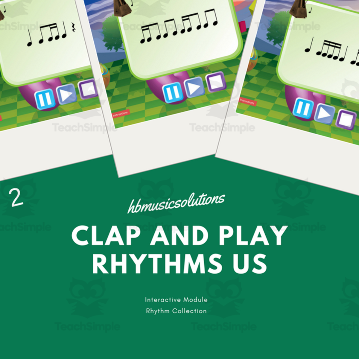 An educational teaching resource from Hbmusicsolutions's Shop entitled Clap and Play Rhythms 2 - US Version downloadable at Teach Simple.
