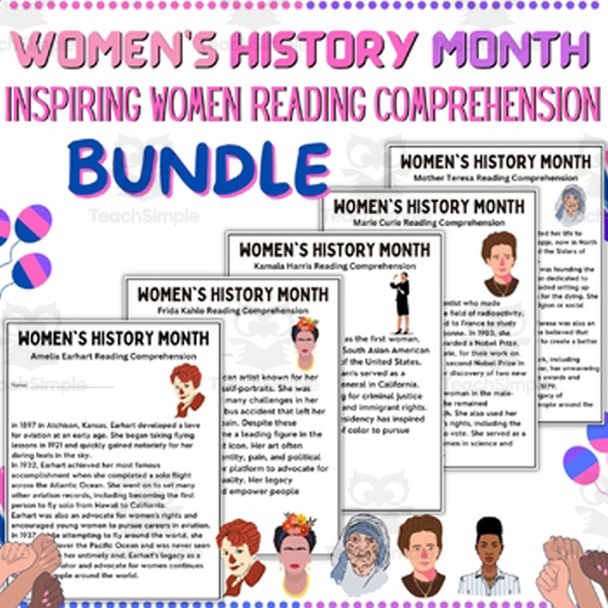 An educational teaching resource from Style Your Classroom entitled Clara Barton Women's History: Inspiring Reading Comprehension downloadable at Teach Simple.