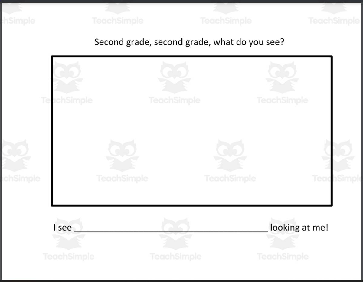 An educational teaching resource from O'Hoppy Day entitled Class Book Template: What do you see? downloadable at Teach Simple.
