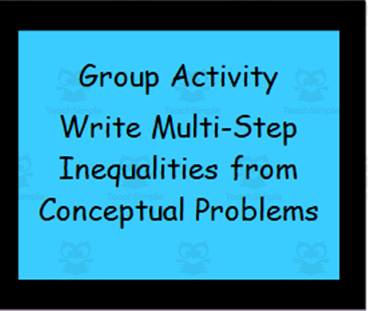 An educational teaching resource from Math Resources With Rigor entitled Class/Group Activity - Write Inequalities from Conceptual Problems downloadable at Teach Simple.