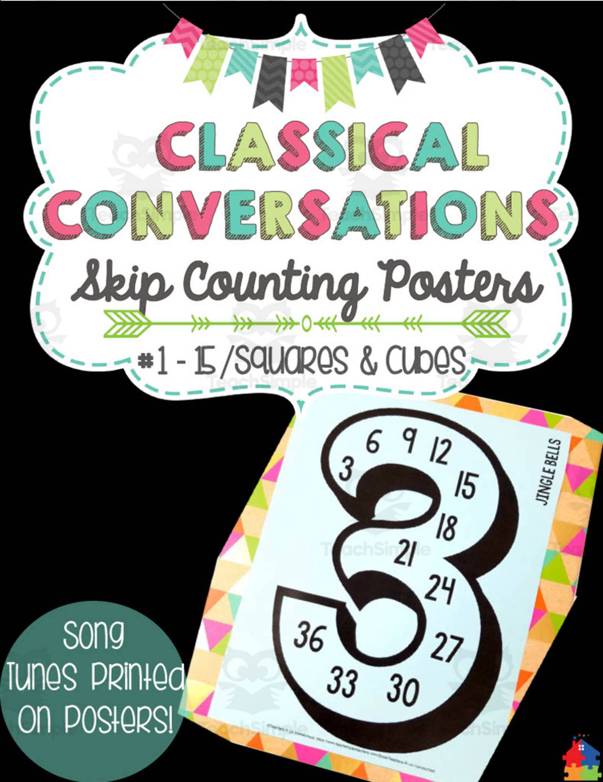 An educational teaching resource from Teachers R Us Homeschool entitled Classical Conversations: Skip Counting Posters downloadable at Teach Simple.