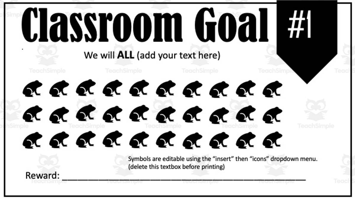 An educational teaching resource from O'Hoppy Day entitled Classroom Goals Poster downloadable at Teach Simple.