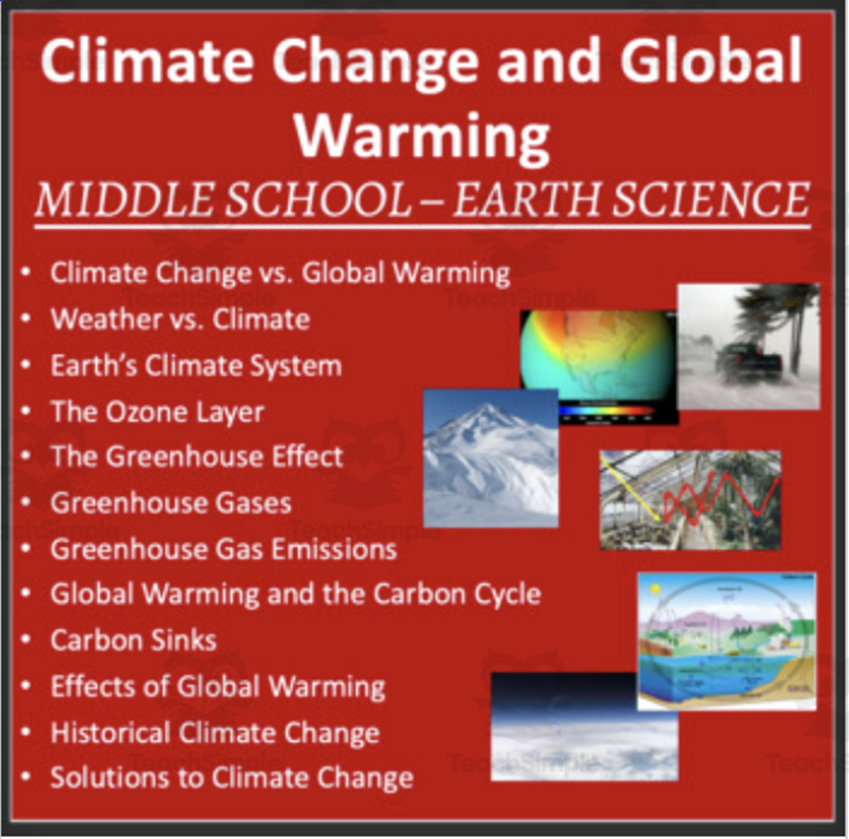 An educational teaching resource from Teach With Fergy entitled Climate Change - Middle School Earth Science Lesson downloadable at Teach Simple.