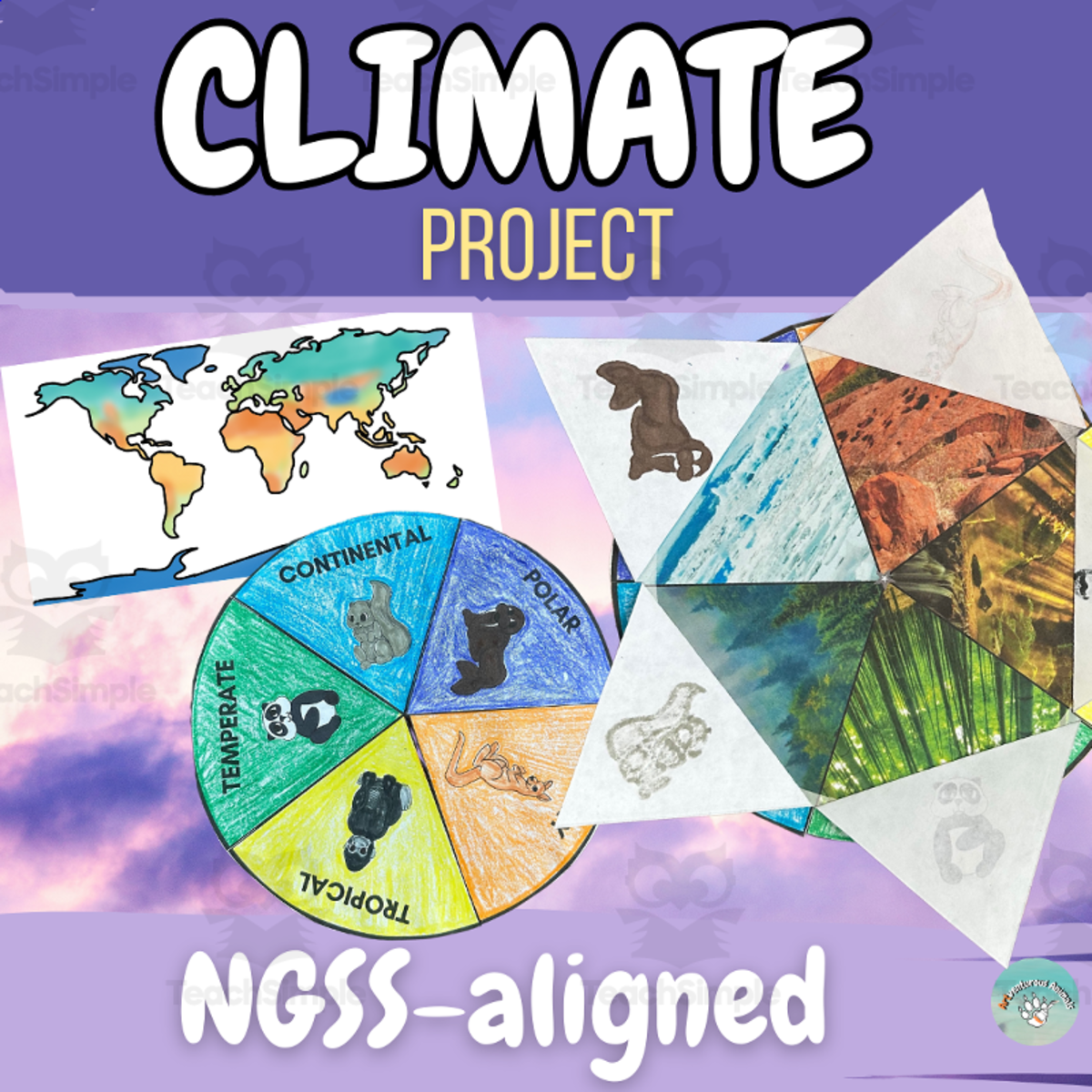 An educational teaching resource from ARTventurousanimals entitled Climate Zones Activity for Kids: Weather and Climate Project downloadable at Teach Simple.
