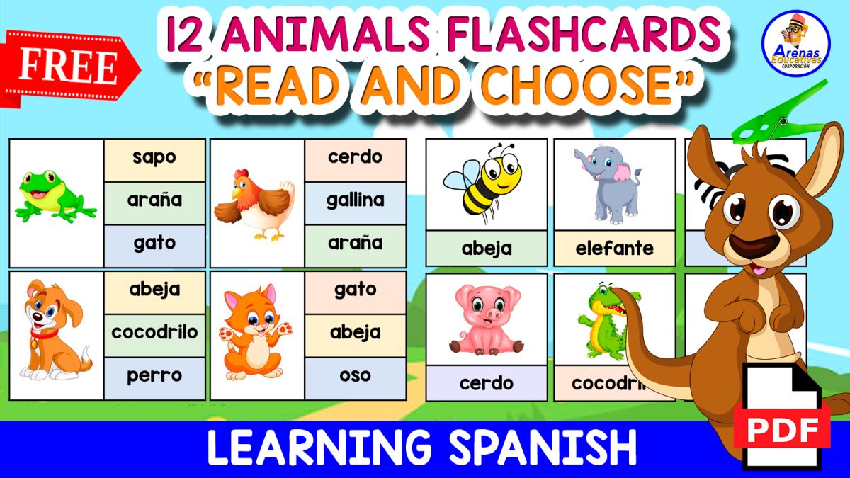 An educational teaching resource from EDITORIAL LAURA EDUCA entitled CLIP CARDS Animals | SPANISH VOCABULARY downloadable at Teach Simple.