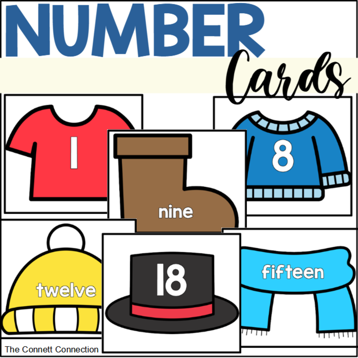 An educational teaching resource from The Connett Connection entitled Clothing Number Cards downloadable at Teach Simple.