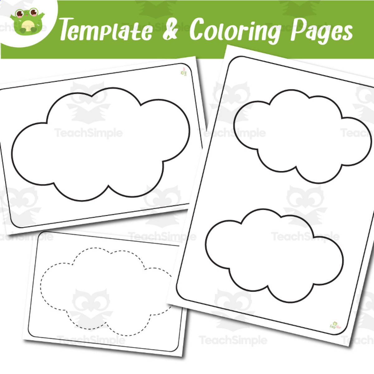 An educational teaching resource from EasyHop entitled Clouds Coloring, Template & Tracing Pages |Printable Weather downloadable at Teach Simple.