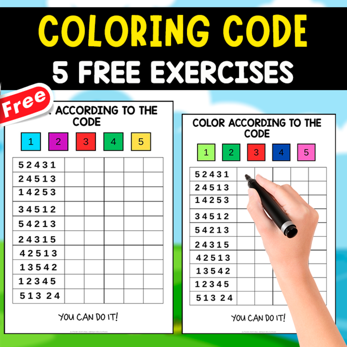 An educational teaching resource from EDITORIAL LAURA EDUCA entitled CODE COLORING ACTIVITY | 5 FREE EXERCISES downloadable at Teach Simple.